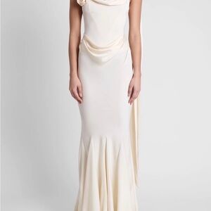 LEAU CELINE CORSET DRAPE SATIN GOWN M